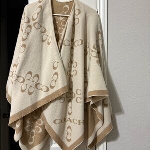 Coach Cream and Tan Poncho